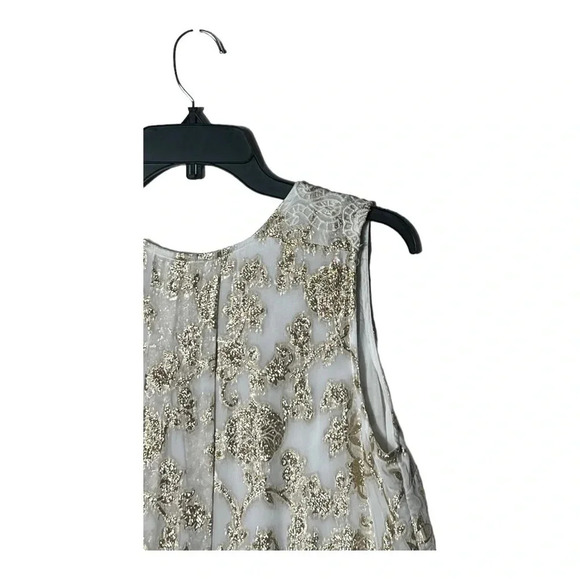 1886. ANTHROPOLOGIE MOULINETTE SOEURS SKLER SHINE‎ BLOUSE TANK GOLD EMBROIDERY - Picture 10 of 12